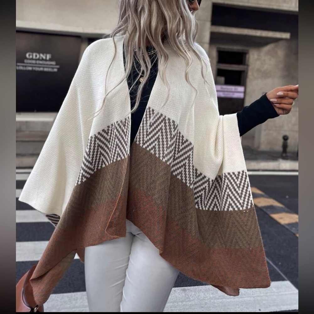 Color Block Chevron Pattern Cardigan - Size Small - Picture 4 of 6